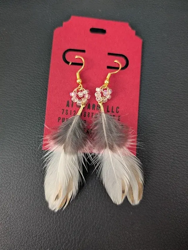 18K Gold Plated Quail Feather Dangle Earrings