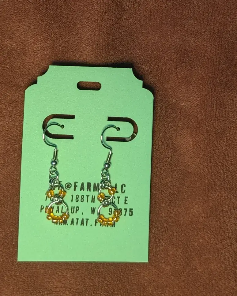 Orange Chainmail & Bead Earrings